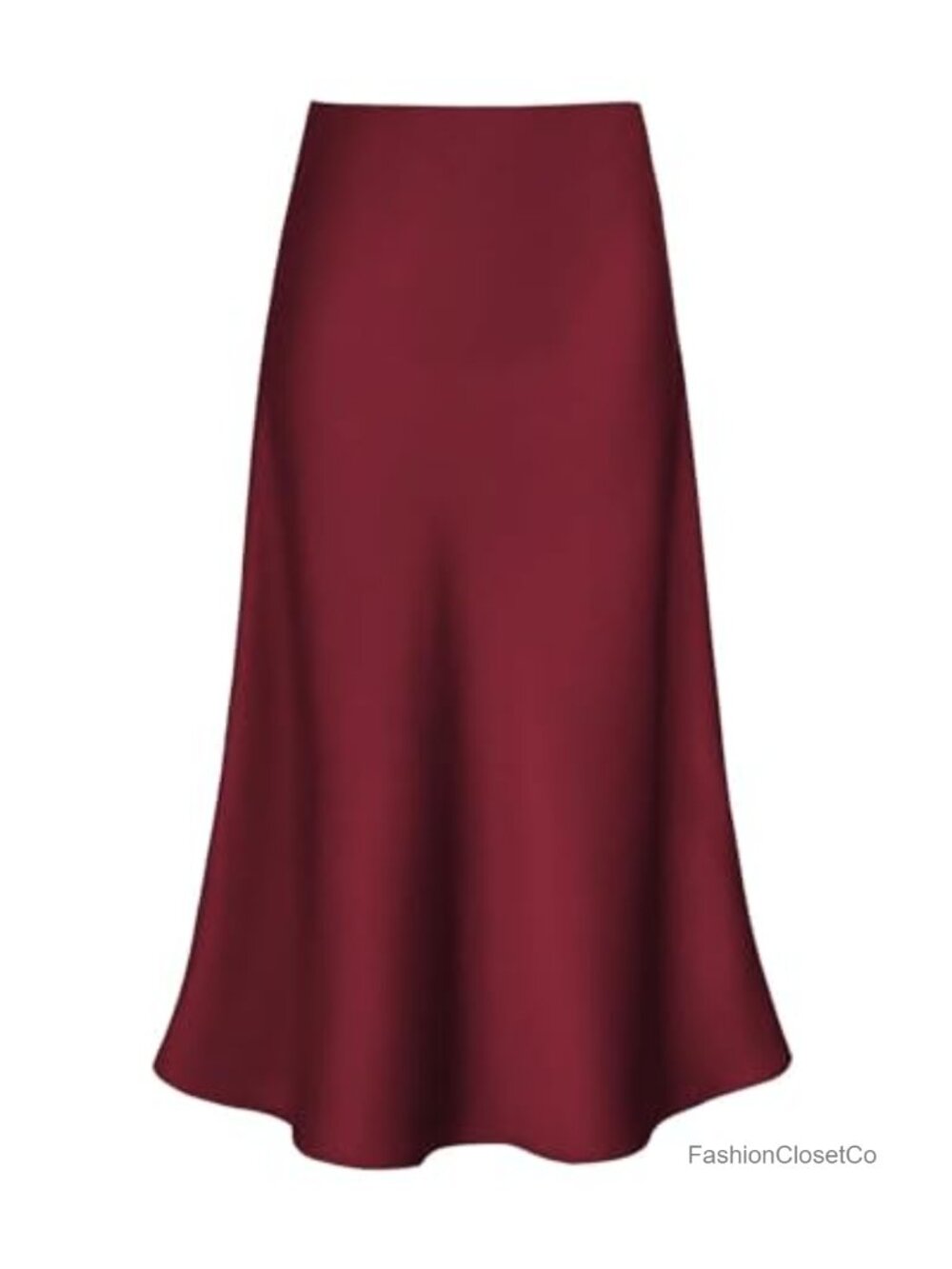 Satin Midi Skirt High Waisted A Line Flowy Long Skirt